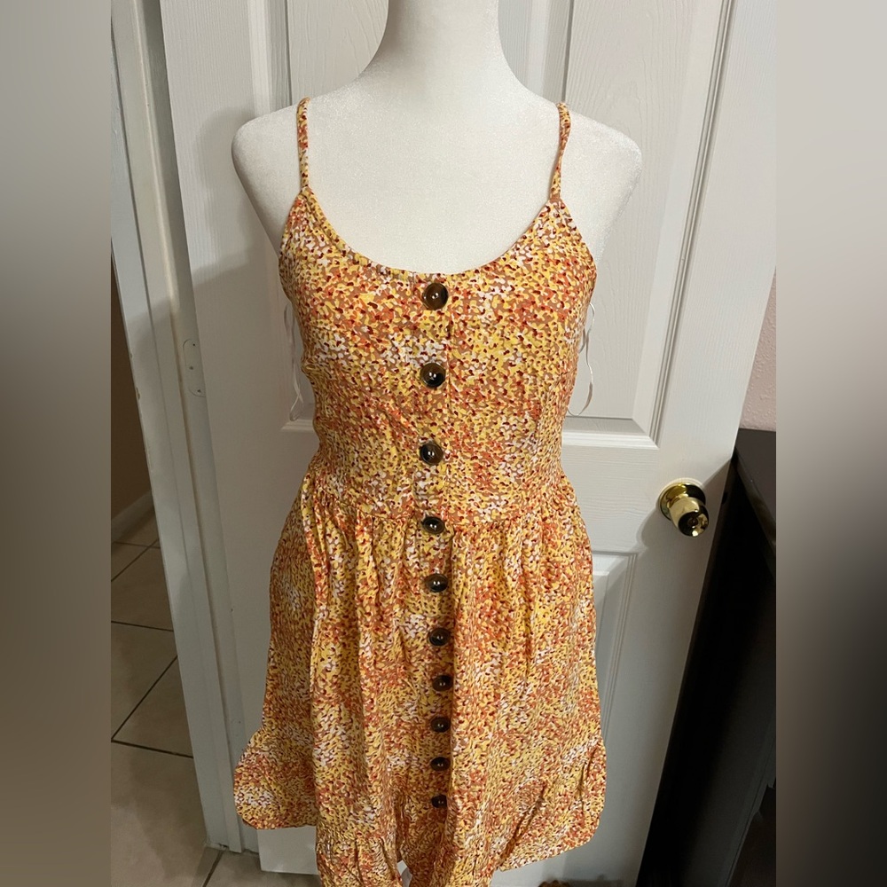 (T) Japna Orange Button-Down Sundress